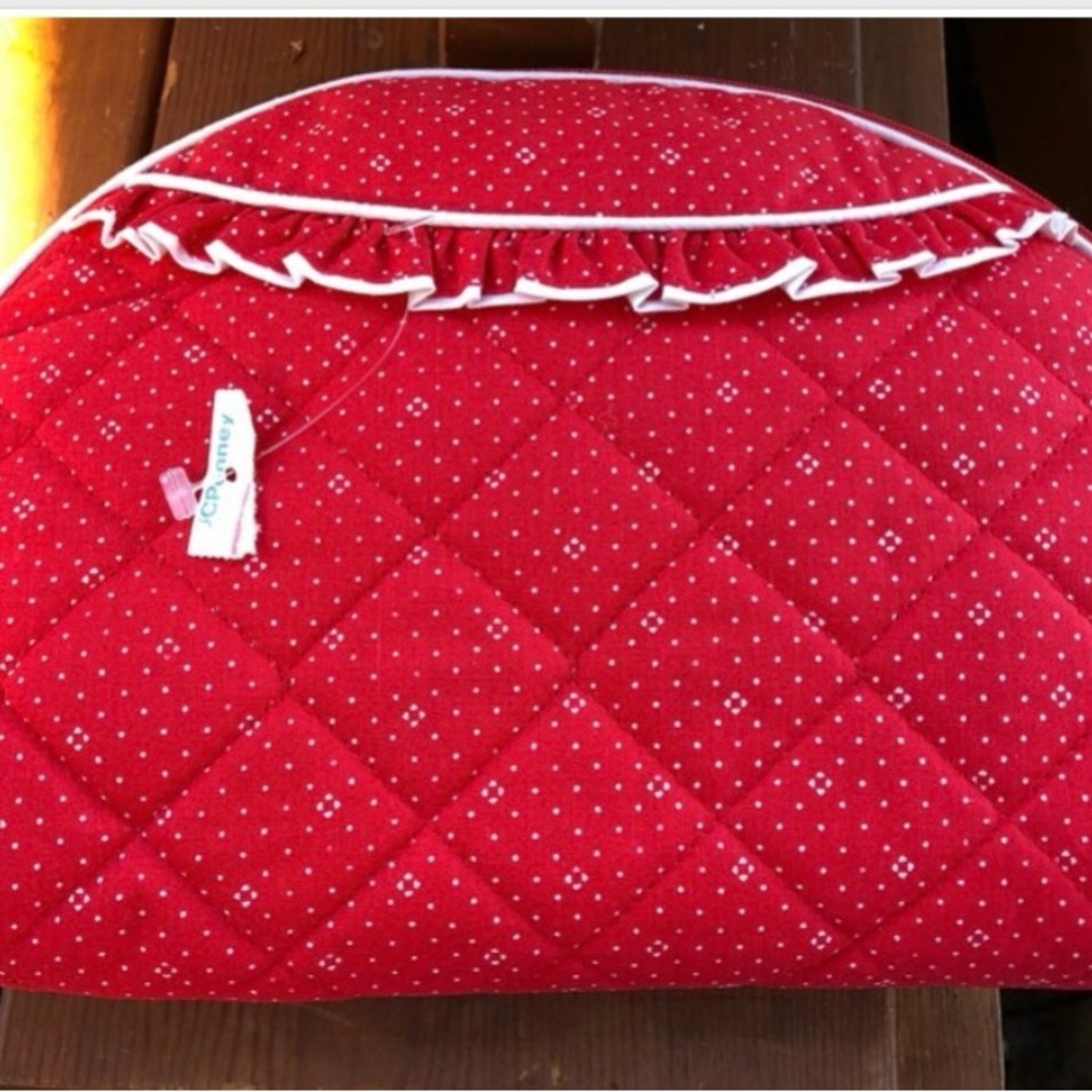 2 Vintage Red Quilted Women's Cosmetic Bags NWT